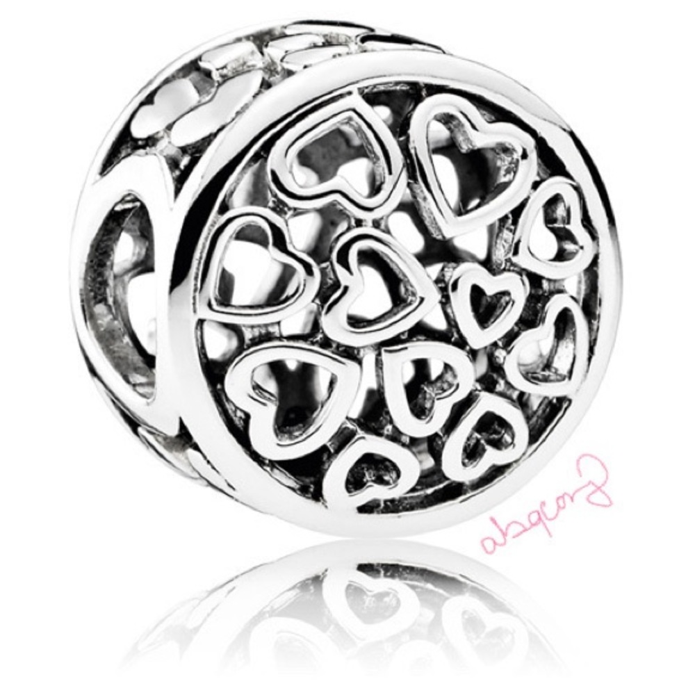 EUC Pandora 791980 Sterling Silver Loving Sentiments Heart Openwork Charm